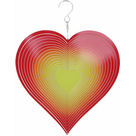 Metallvindspel roterande stereo rostfritt stål vindsnurra vindspel och bultande hjärtdekorationer hängande vind C