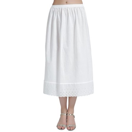 100% Bomulls Dame Halv Slip Underskjørt Vintage Skjørt Forlenger Med Blonder Broderi -AA (FMY)