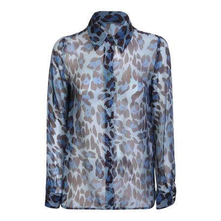 Liu Jo All-over leopard print shirt Blå, Dame Bluser
