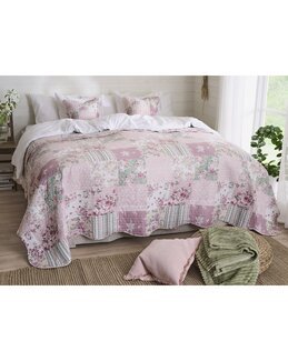 Överkast patchwork blommigt Multi - 260x260 cm - Linea