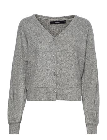 Vmchill Ls V-Neck Button Cardigan Bf Grey Vero Moda