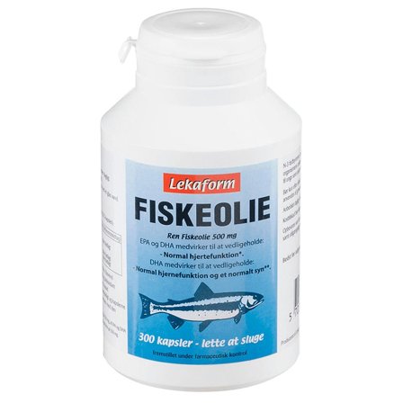 Lekaform Fiskeolie 500 mg Ren fiskeolie 300 kaps, Helse & Madvarer, Kosttilskud, Fiskeolie & Omega 3