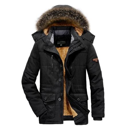 Män Vinterjacka Parkas Kappa Pälskrage Tjocka Varma Jackor Casual Stor storlek Herrrock black 7XL