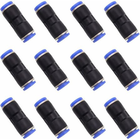 12 stk pneumatiske rette koblinger i plast og kobber