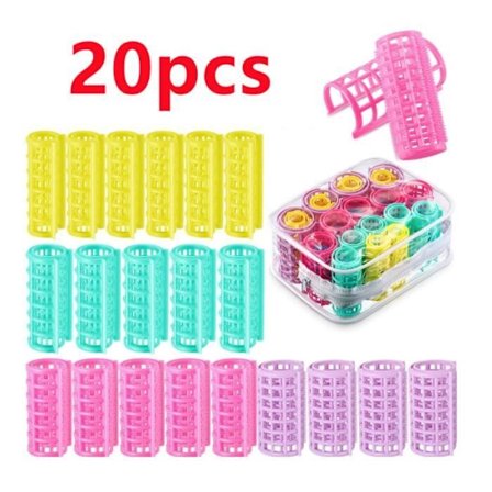 Hårruller, Hårruller i plast, Snap-On-ruller, Selvklebende ruller, Varme-frie, for salong, kvinner, 20 stk