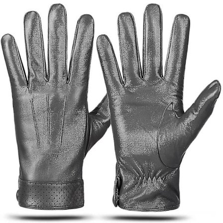 Ægte Vinterhandsker i Fåreskindslæder til Mænd, Varme Touchscreen-Teksthandsker med Cashmere-for til Kørsel og Motorcykel_Billige gaver XXL Grå