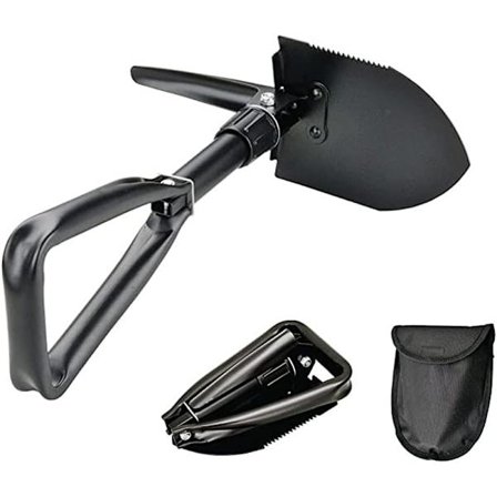 Mini Multifunktionell Trädgård Hopvikbar Snöspade med Bärväska Kompakt Lätt Campingverktyg Spade