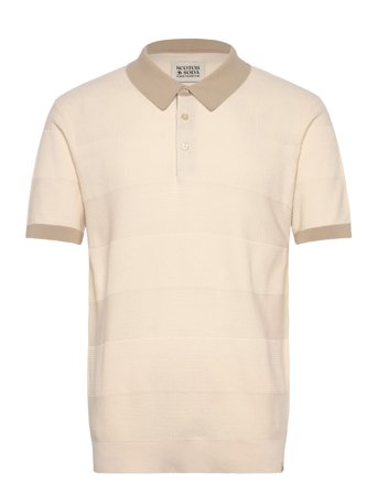 Scotch & Soda Regular-Fit Knitted Tone On Tone Striped Polo - Cream - XL