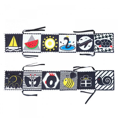 Svart-hvitt høykontrast sensoriske baby leker myke bøker for babyer egnet for tidlig utdanning, baby magetid leker, 3D kan bite og rive papir, ikke-