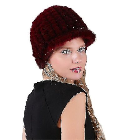 Talvisten Naisten Turkishatut, Neulotu Neulehattu, Naisten Karvaiset Hatut, Hiihto- ja Lumivarusteet, Söötti Minkkihattu Visiirillä