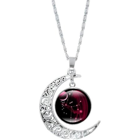 12 Konstellasjoner Måne Halskjede Astrologi Halskjede Galaxy & Halvmåne Glassperle Anheng Halskjede, Sterling Sølv Smykker Halskjede, Ideelle Smykker