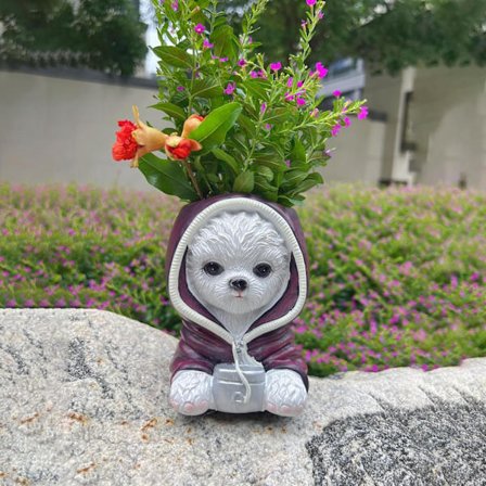 Hund Planteringskruka, Rolig Djurhuvud Blomkruka med Dräneringshål, Söt Hem- och Trädgårdsdekor Present till Djurälskare