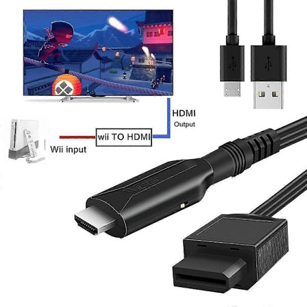 Hd Wii till Hdmi-adapterkonverterare med USB-kabel Hög hastighet Spelkonverteringskabel