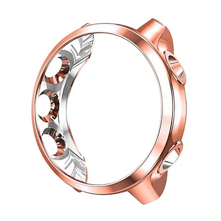 Elektroplettet urkasse urkasse beskyttende urkasse ramme kompatibel til Garmin Forerunner 245 Music Smartwatch (rose guld)