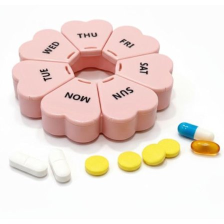 Pilleboks, Stor Søt 7 Dagers Bærbar Pilleorganisator Rosa, Ukentlig Pilleorganisator for Vitaminer, Pillebokser 7 Dagers Pilleorganisator for 