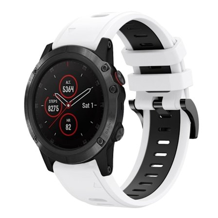 Garmin Fenix 5X etc. Klockarmband i silikon - Vit/Svart