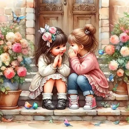 Bästis Diamantkunst - 5D Full Drill Vennskapsdesign, 35x35 cm Smykkekunst