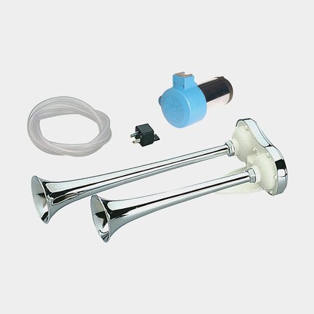 Corne de brume bateau / trompe 24 V Marco EM2 Stainless Steel Short, acier inoxydable, électromagnétique, montage en saillie