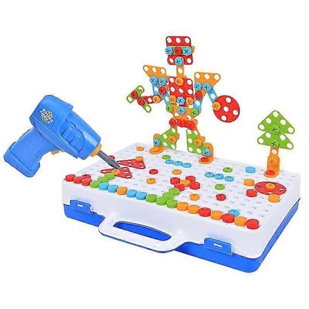 Lekbitar Borrset Kreativ Borr Barns Elborr och Skruvset Ingenjörsleksaker för Ålder 3-10 År