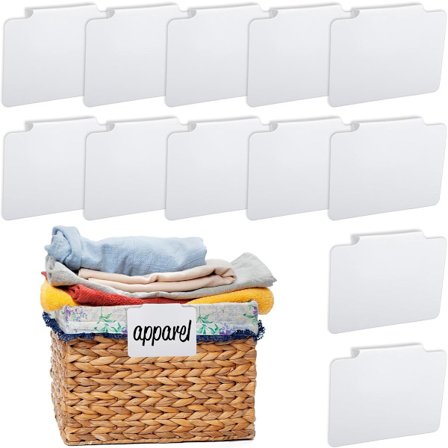 12 stk - Etiketter Kurv med klips Avtakbart lagringsstativ Tavleetikettholdere Klips-på-hylle PVC Gjenbrukbar For beholdere, kurver, bokser 9*7 cm 