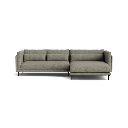 Bali Chaiselongue-Sofa, rechts, Puente Grün, modernes Design, komfortable Nozag-Federung, hochwertige PU-Schaum-Polsterung, Metallfüße, 76cm