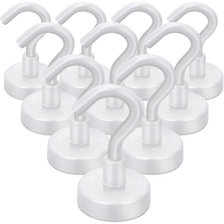 Stærke magnetiske kroge, kraftig, 10 kg sjældne jordartsmagneter til køleskab, hjem, køkken, kontor, krydstogt U2013 10 stk. (hvid) (FMY)