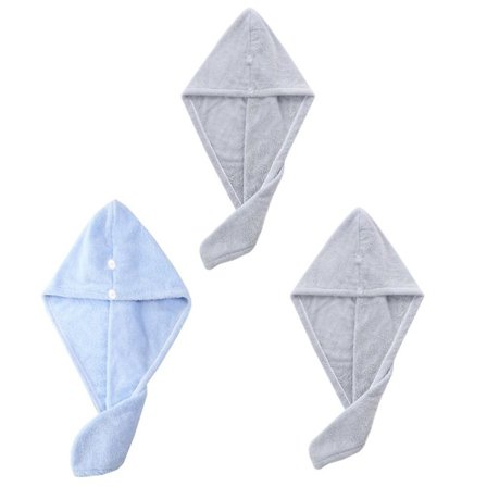 Hårhåndklæde, 3 pakker hår turbaner til vådt hår, tørrende hår wrap håndklæder til krøllet hår kvinder pink+blå+grå