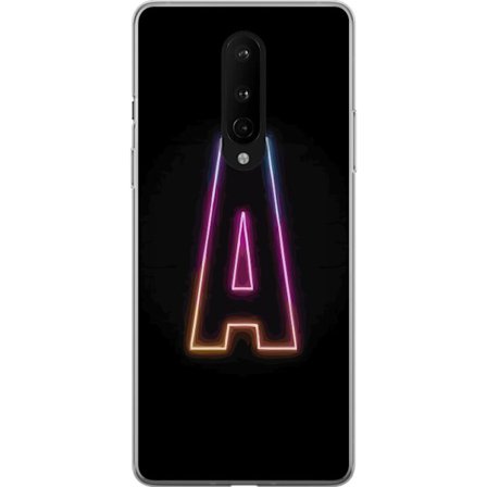 Kompatibel Mobilcover til OnePlus OnePlus 8 Minimalistisk neonbogstav A i regnbuefarvet lys mod sort baggrund i moderne typografisk stil