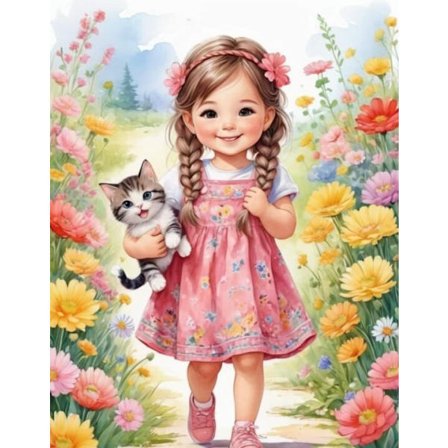 Barn med Katt Affisch A4