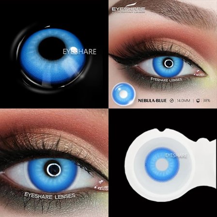 Eyeshare Anime Fargede Kontaktlinser For Øyne Cosplay Fargede Linser Blå Galne Halloween Linser Kontaktlinse Skjønnhetssminke NEBULA-BLUE