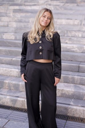 Tailored Satin Cropped Jacket XL