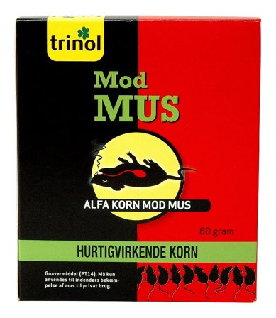 Trinol Alfa Korn mod Mus 60 g, Tøj & Bolig, Skadedyrsbekæmpelse, Mus & Rotter