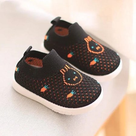 Unisex Baby Tennisskor Småbarn Stickade Andningsbara Sneakers Barn Mjuk Sula Halkfria Sockskor Mesh Slip on Första Stegen