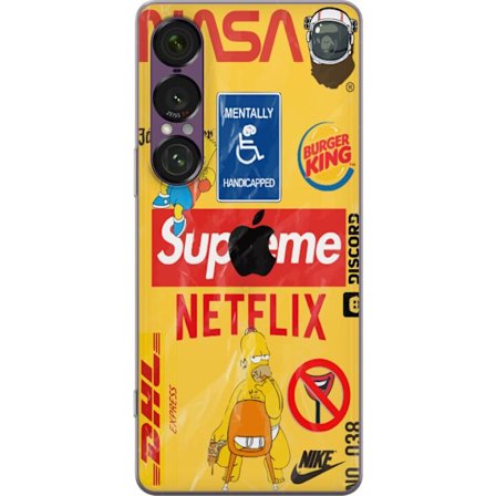 Kompatibelt Gjennomsiktig deksel til Sony Xperia 1 VII Retro NASA kollasje med popkulturelle elementer, humoristisk design med satirisk gatekonst føl