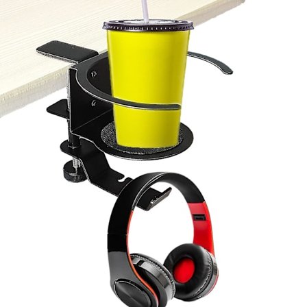 Hovedtelefonholder & kopholder til skrivebord 2-i-1 under skrivebord metalflaske drikkeholder pc gaming headset holder krog