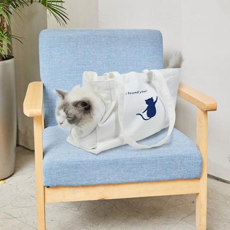 Kattunge Handväska Bärbar Canvas Andningsbar Husdjur Resväska Handväska för Små Katter Hundar