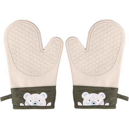 Förtjockade värmebeständiga silikonhandskar, värmebeständiga bakhandskar för mikrovågsugn, halkfria och värmebeständiga