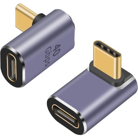 USB C 90 Graders Adapter til USB 4 Kabel Adapter, 40Gbps USB C Adapter, 2-pak OP Vinkel Type C Forlænger 8k Videoskærm