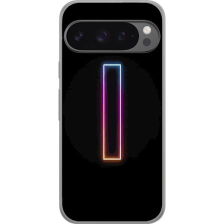 Kompatibel Mobilcover til Google Google Pixel 9 Pro XL Minimalistisk neonbogstav I i regnbuefarver mod mørk baggrund