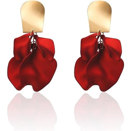 Sommer Boho Lange Akryl Rose Petal Øredobber Dangle Overdrevne Blomster Øredobber Drop Blomster Duske Øredobber for Kvinner og Jenter Flott for Fest