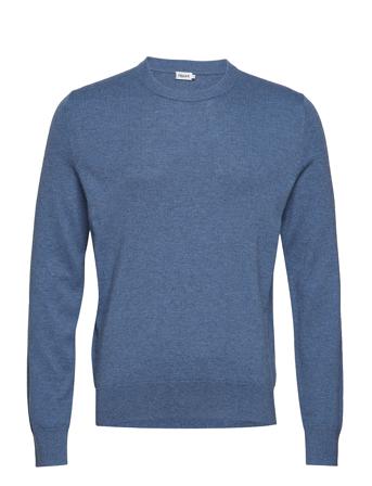M. Cotton Merino Basic Sweater Strikkegenser M. Rund Krage Blå Filippa K