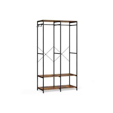 Rootz Vintage Brown -vaateteline - Vaateteline - Vaatekaapin järjestäjä - Teräslastulevy - 40 cm x 94,5 cm x 180 cm - Raskas - Helppo koota - Kaatumis