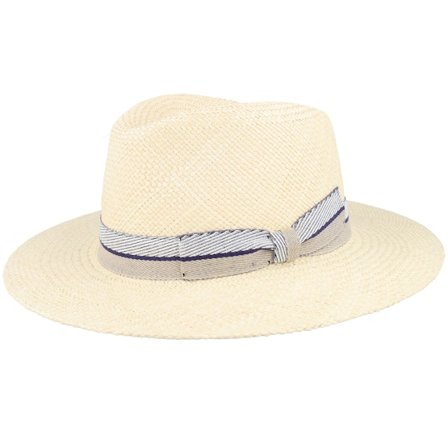 MJM Hats - Beige straw Hatt - Pacora Panama Natural-Blue Band Straw Hat @ Hatstore