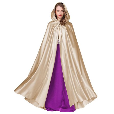 Witchcraft Champagne Tie Up Medeltida dräkt Halloween Hooded Coak Long Cape U