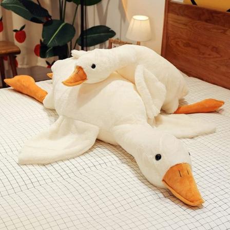 Gåsfylt djur 90 cm söt anka plyschleksak, gåsplysch mjuk svan krampudde, present till barn och vänner, vit