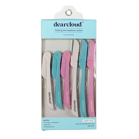 Pastellskyer Sammenleggbare Dermaplaningshøvler – Sett med 6 – Feilfri Fjerning av Ansiktshår, Dermaplaningshøvel for Kvinners Ansikt & 
