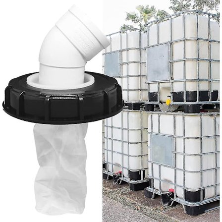 Lock med IBC-filter, 163 mm IBC-lockfilter, IBC-filterlock med tvättbart filter, IBC-lock med DN 75 45 graders vinkel, regnvattenfilter för IBC-