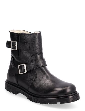 Boots - Flat Vinterstøvler Pull On Sort ANGULUS