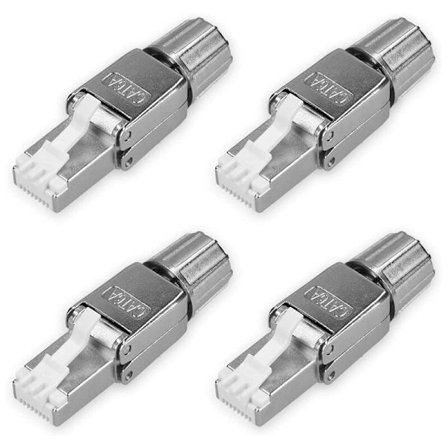 RJ45 nettverkskontaktpakke - Sett med 4 Cat6A RJ-45 nettverkskontakter - Strekkavlastningsplugger for skjermet 6A Ethernet-kabel