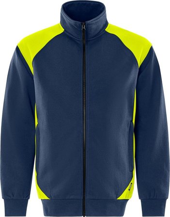 Arbetskläder Fristads Herr Green sweatshirt-jacka 7248 GSM, Marinblå/Neongul